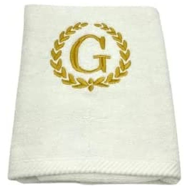 BYFT - Letter G Embroidered For You 2pc Towel Set - White