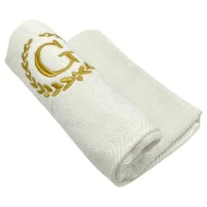 BYFT - Letter G Embroidered For You 2pc Towel Set - White