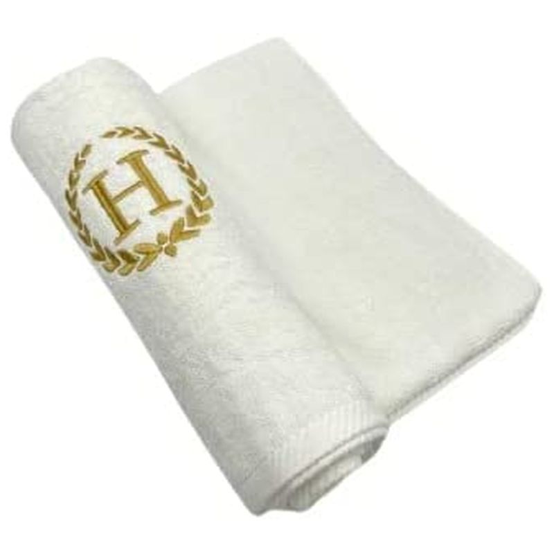 BYFT - Letter H Embroidered For You 2pc Towel Set - White