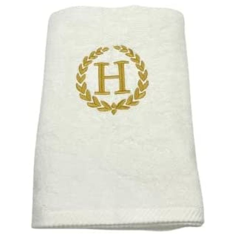 BYFT - Letter H Embroidered For You 2pc Towel Set - White