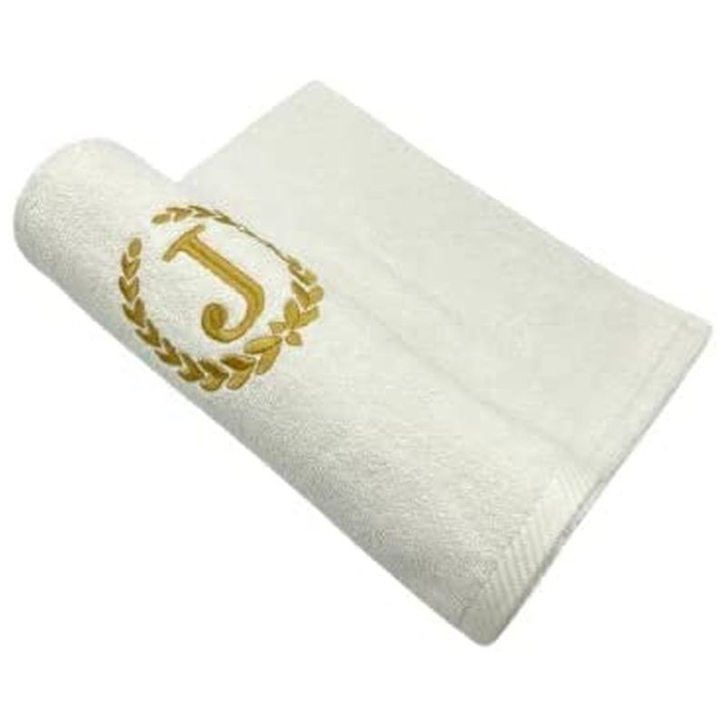 BYFT - Letter J Embroidered For You 2pc Towel Set - White