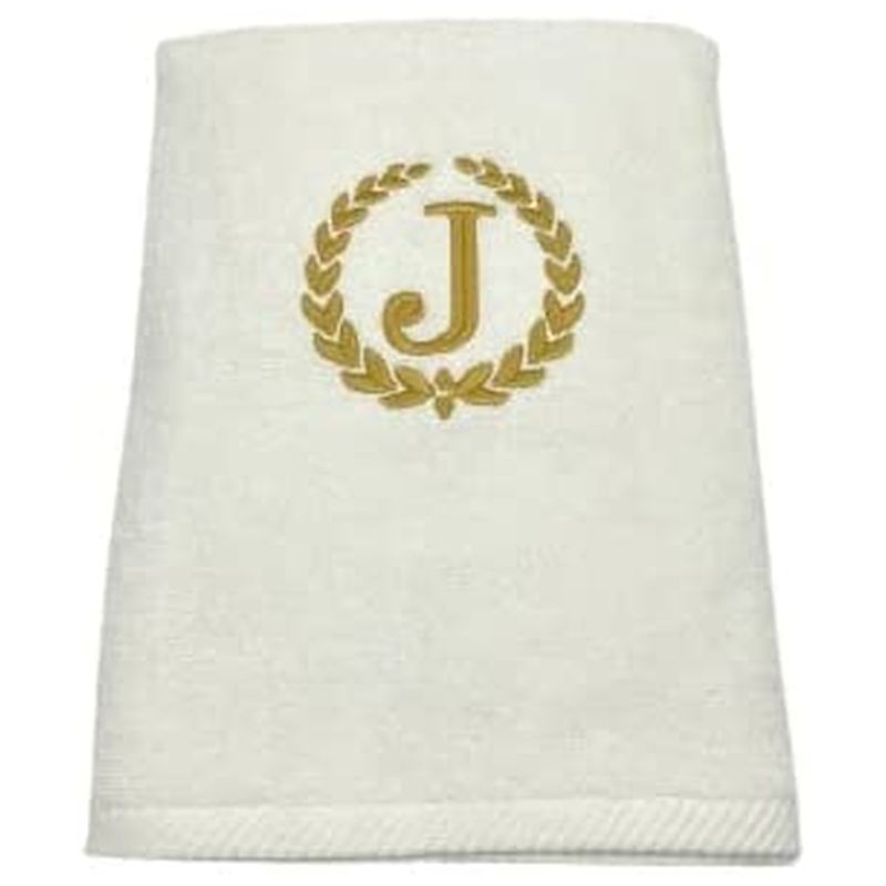 BYFT - Letter J Embroidered For You 2pc Towel Set - White