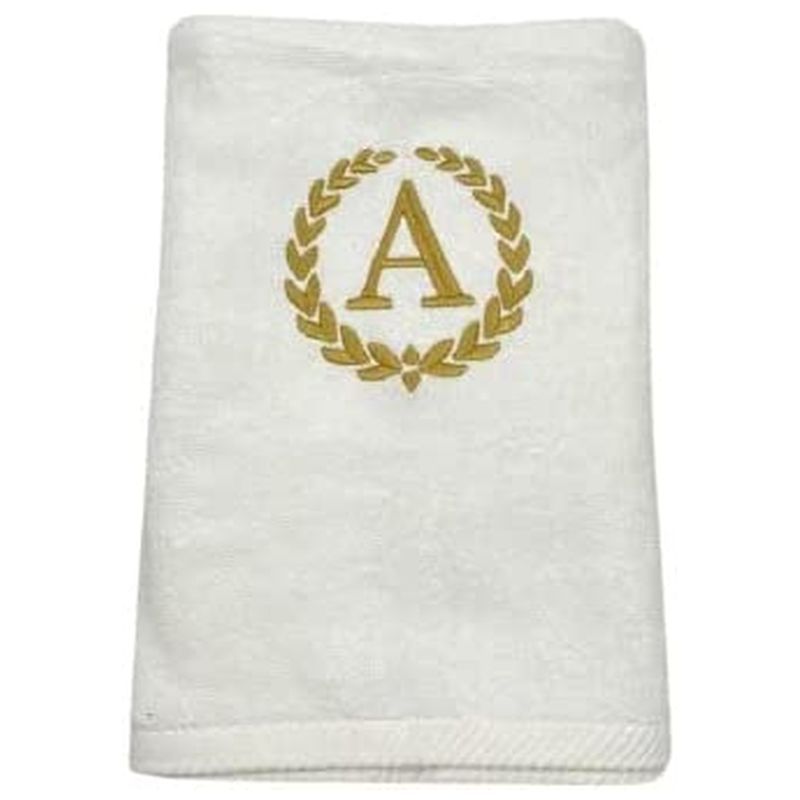 BYFT - Letter A Embroidered For You 2pc Towel Set - White