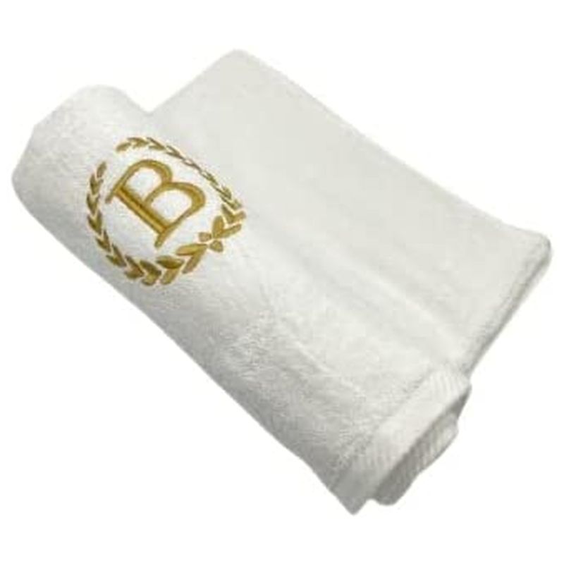 BYFT - Letter B Embroidered For You 2pc Towel Set - White