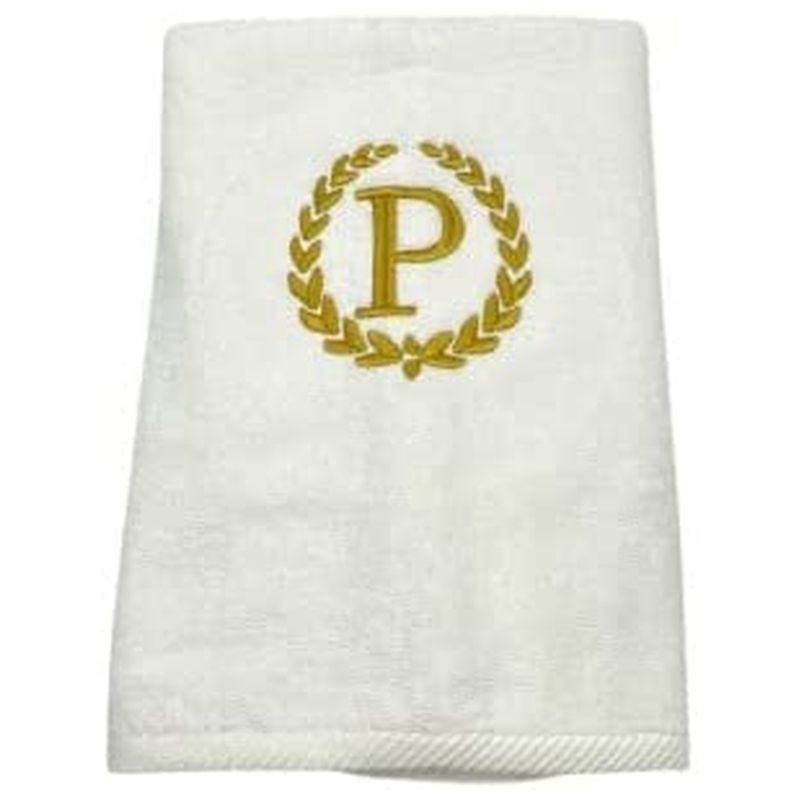 BYFT - Letter P Embroidered For You 2pc Towel Set - White