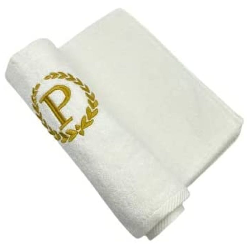 BYFT - Letter P Embroidered For You 2pc Towel Set - White