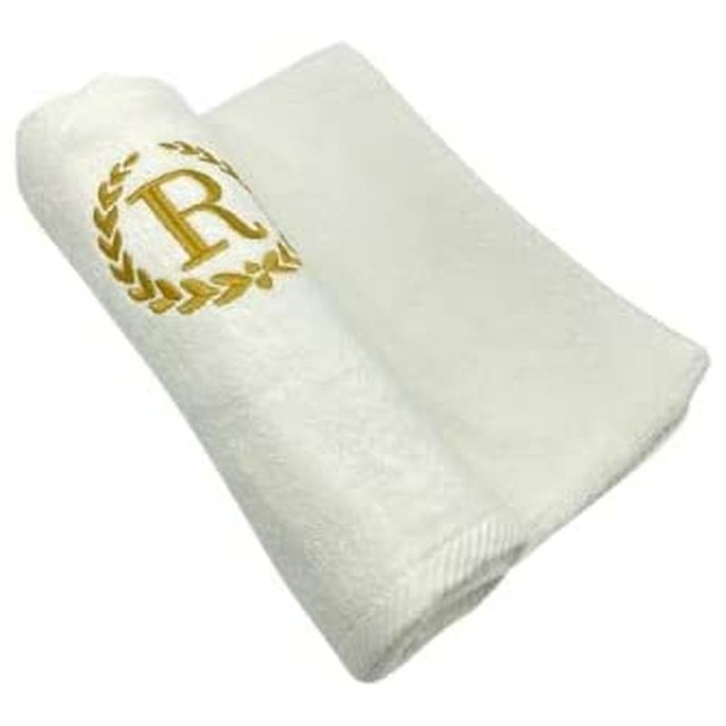 BYFT - Letter R Embroidered For You 2pc Towel Set - White