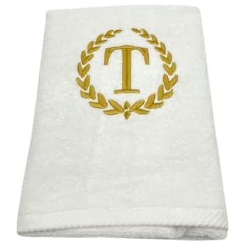 BYFT - Letter T Embroidered For You 2pc Towel Set - White