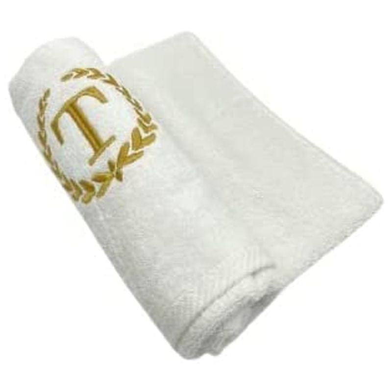 BYFT - Letter T Embroidered For You 2pc Towel Set - White