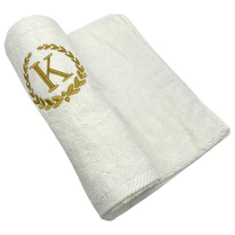 BYFT - Letter K Embroidered For You 2pc Towel Set - White