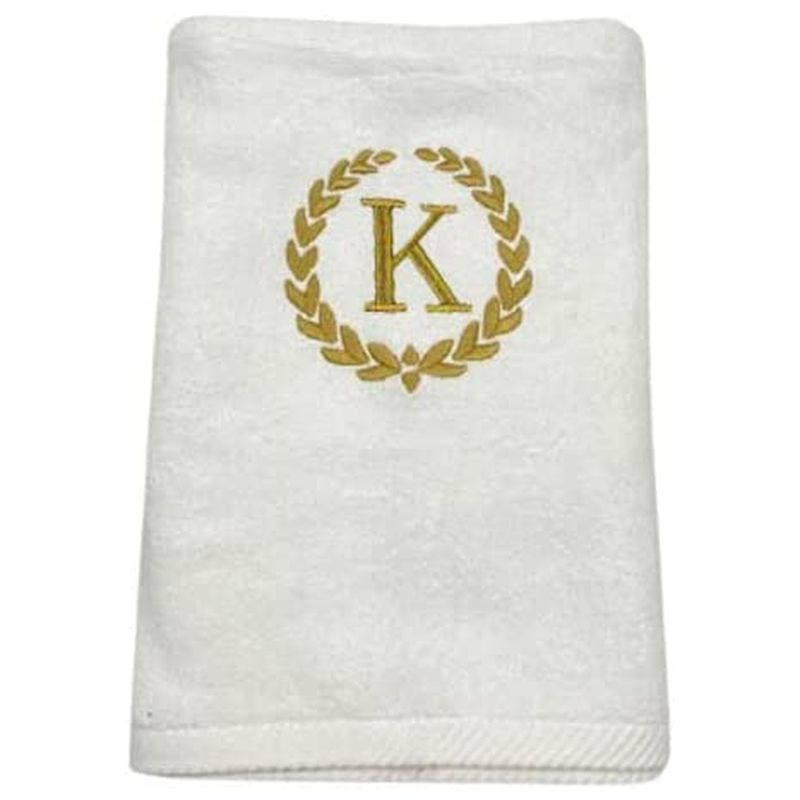 BYFT - Letter K Embroidered For You 2pc Towel Set - White