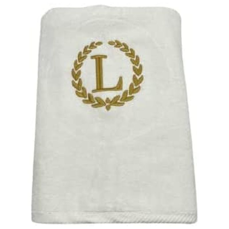 BYFT - Letter L Embroidered For You 2pc Towel Set - White