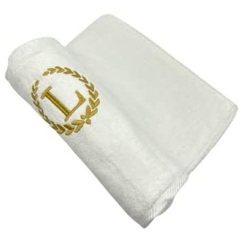 BYFT - Letter L Embroidered For You 2pc Towel Set - White