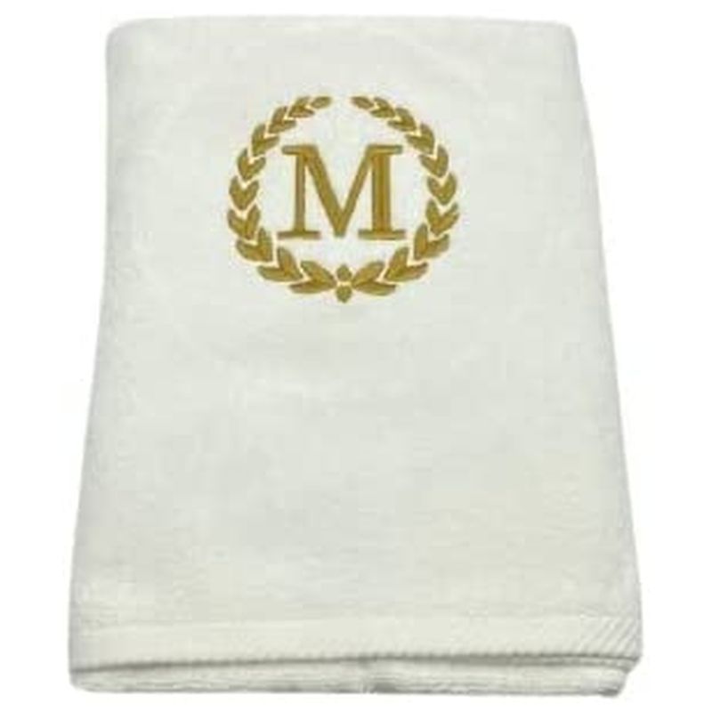 BYFT - Letter M Embroidered For You 2pc Towel Set - White