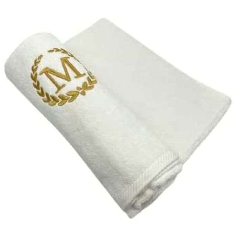 BYFT - Letter M Embroidered For You 2pc Towel Set - White