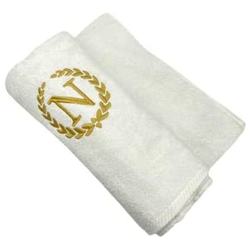 BYFT - Letter N Embroidered For You 2pc Towel Set - White