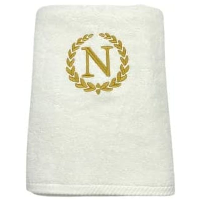 BYFT - Letter N Embroidered For You 2pc Towel Set - White