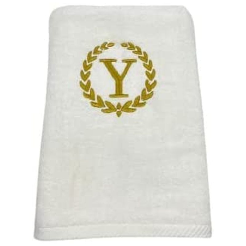 BYFT - Letter Y Embroidered For You 2pc Towel Set - White