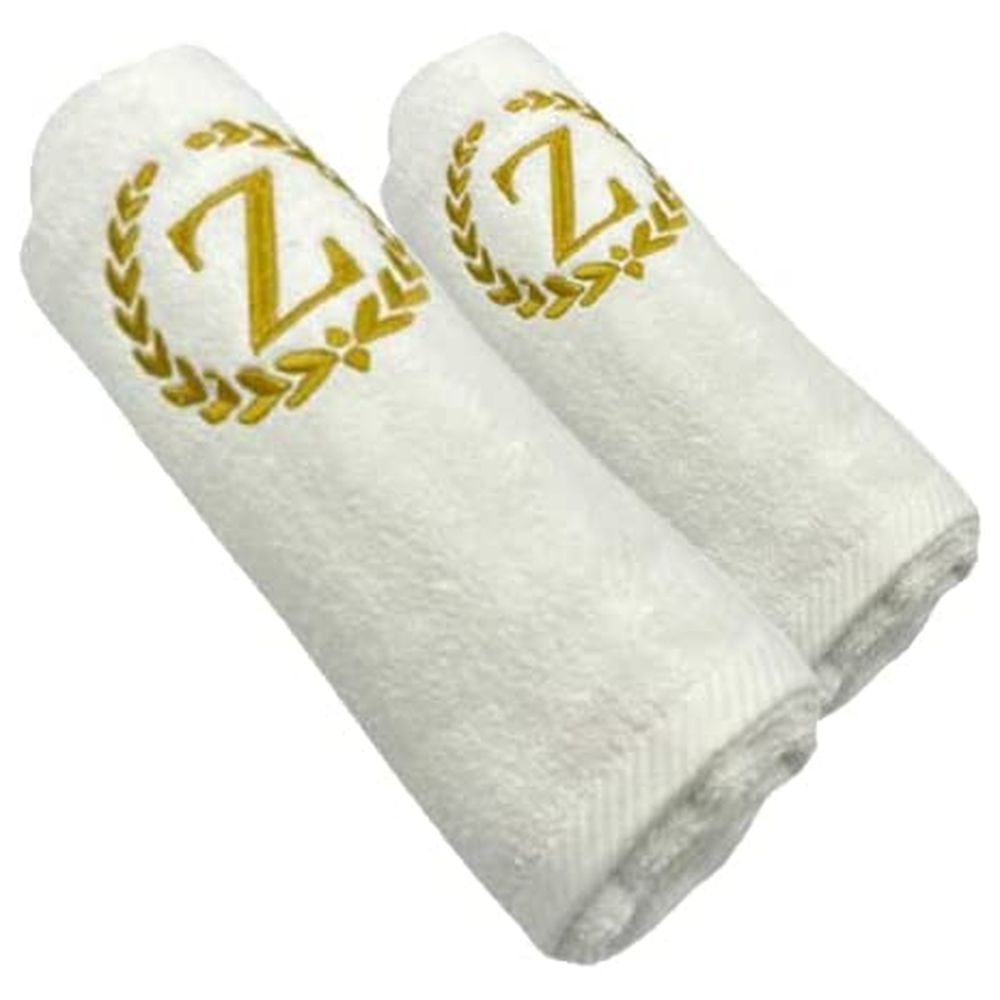 BYFT - Letter Z Embroidered For You 2pc Towel Set - White