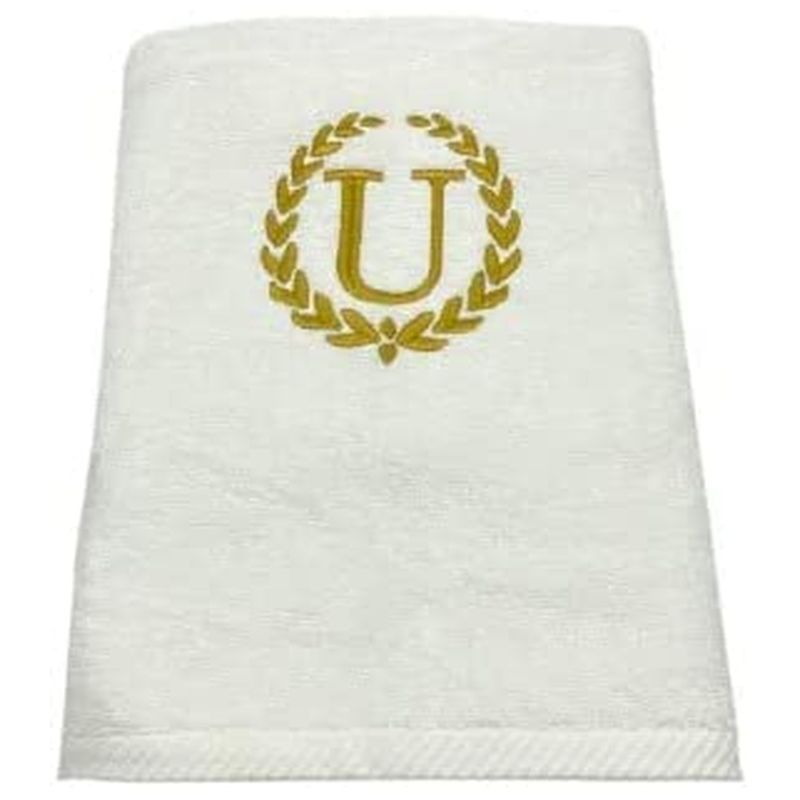 BYFT - Letter U Embroidered For You 2pc Towel Set - White