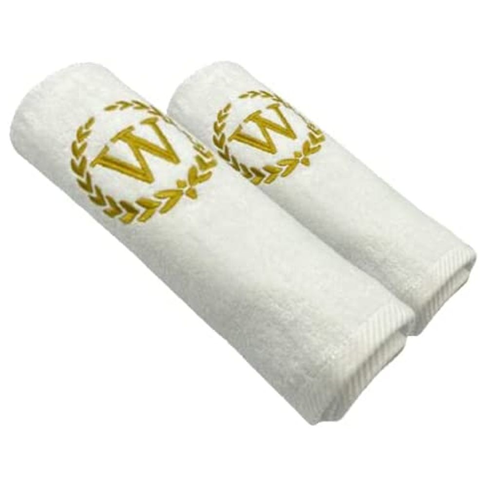 BYFT - Letter W Embroidered For You 2pc Towel Set - White