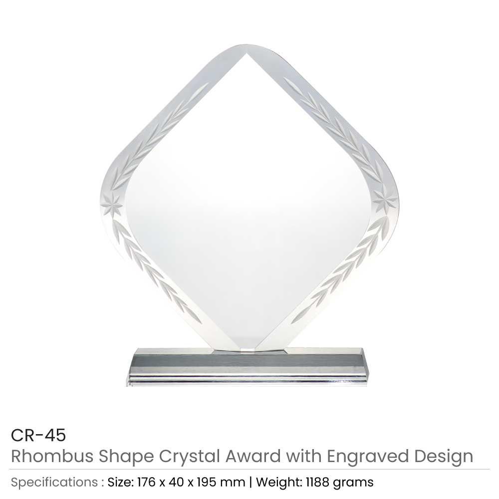 Byft - Rhombus Shaped Crystal Award - Clear