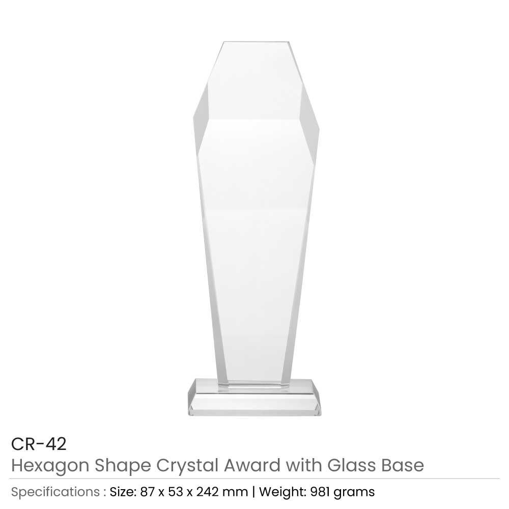 Byft - Hexagon Shaped Crystal Award - Clear