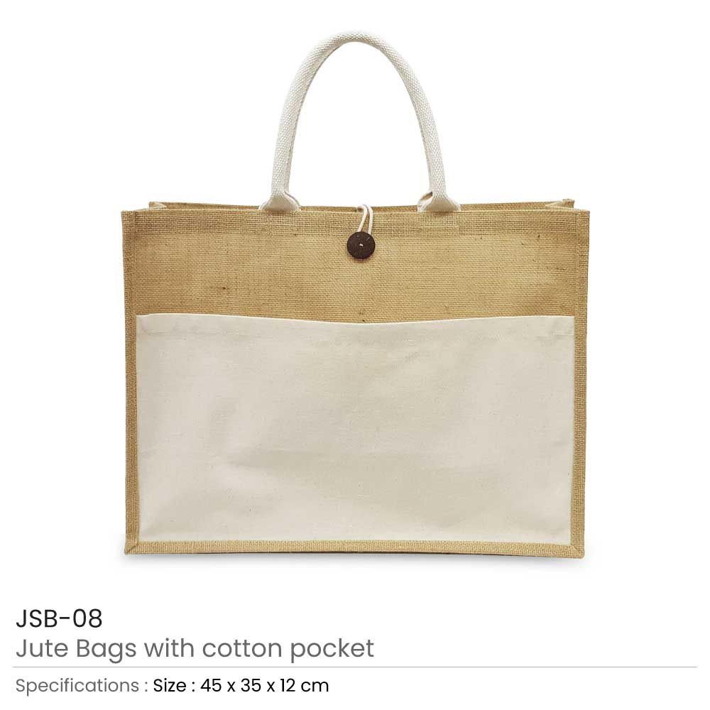 Byft - Jute Bag With Cotton Pocket - Beige