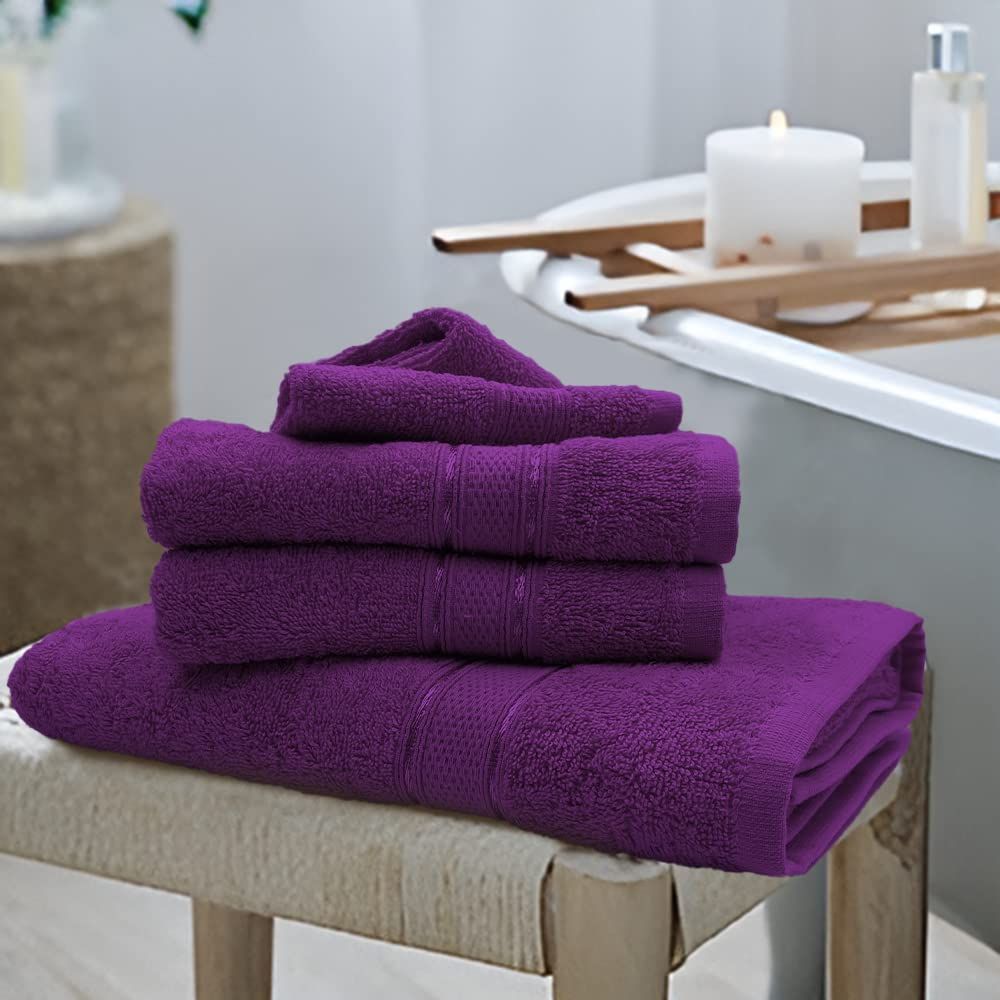 Byft - 100% Cotton Daffodil Bath Towel - 70X140Cm - Purple