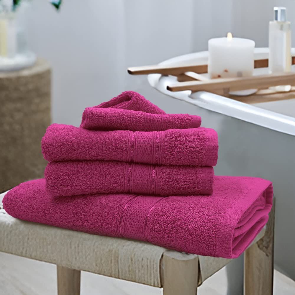 Byft - 100% Cotton Daffodil Bath Towel - 70X140Cm - Fuchsia Pink