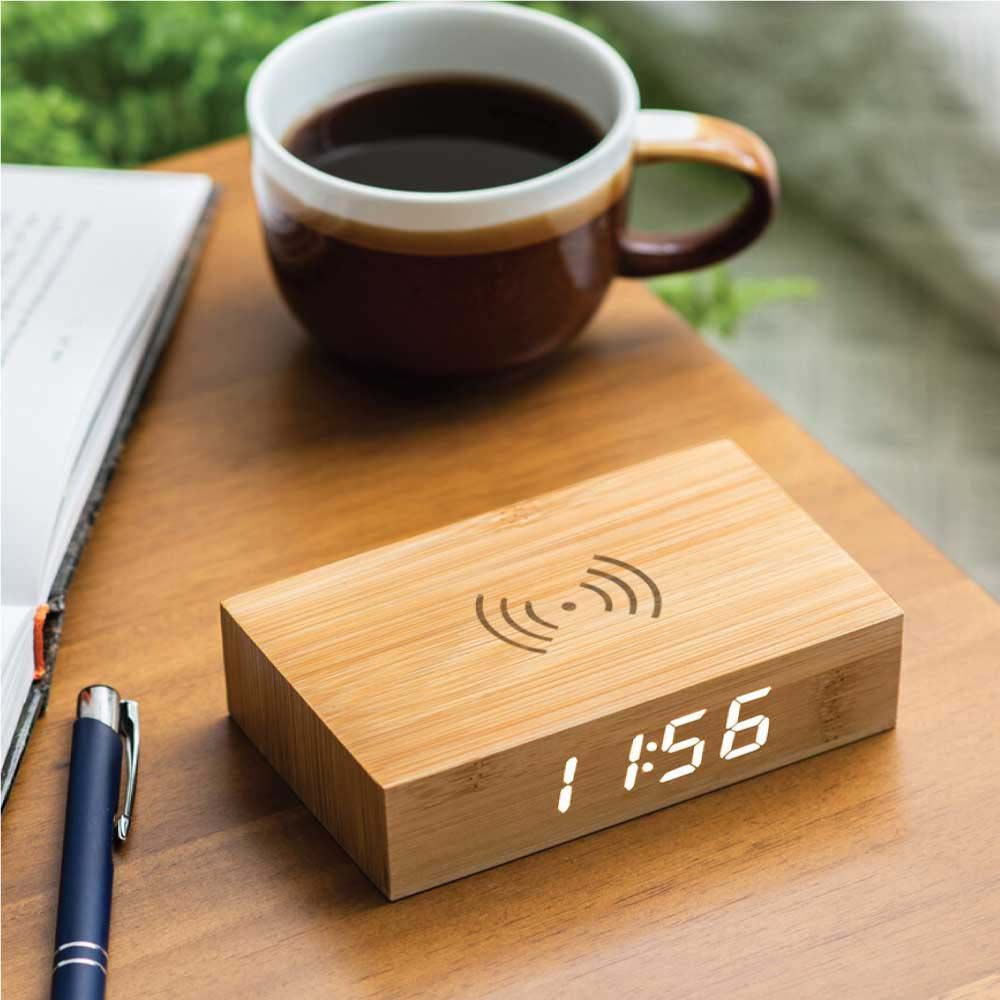 Byft - Wireless Charger With Clock - Natural