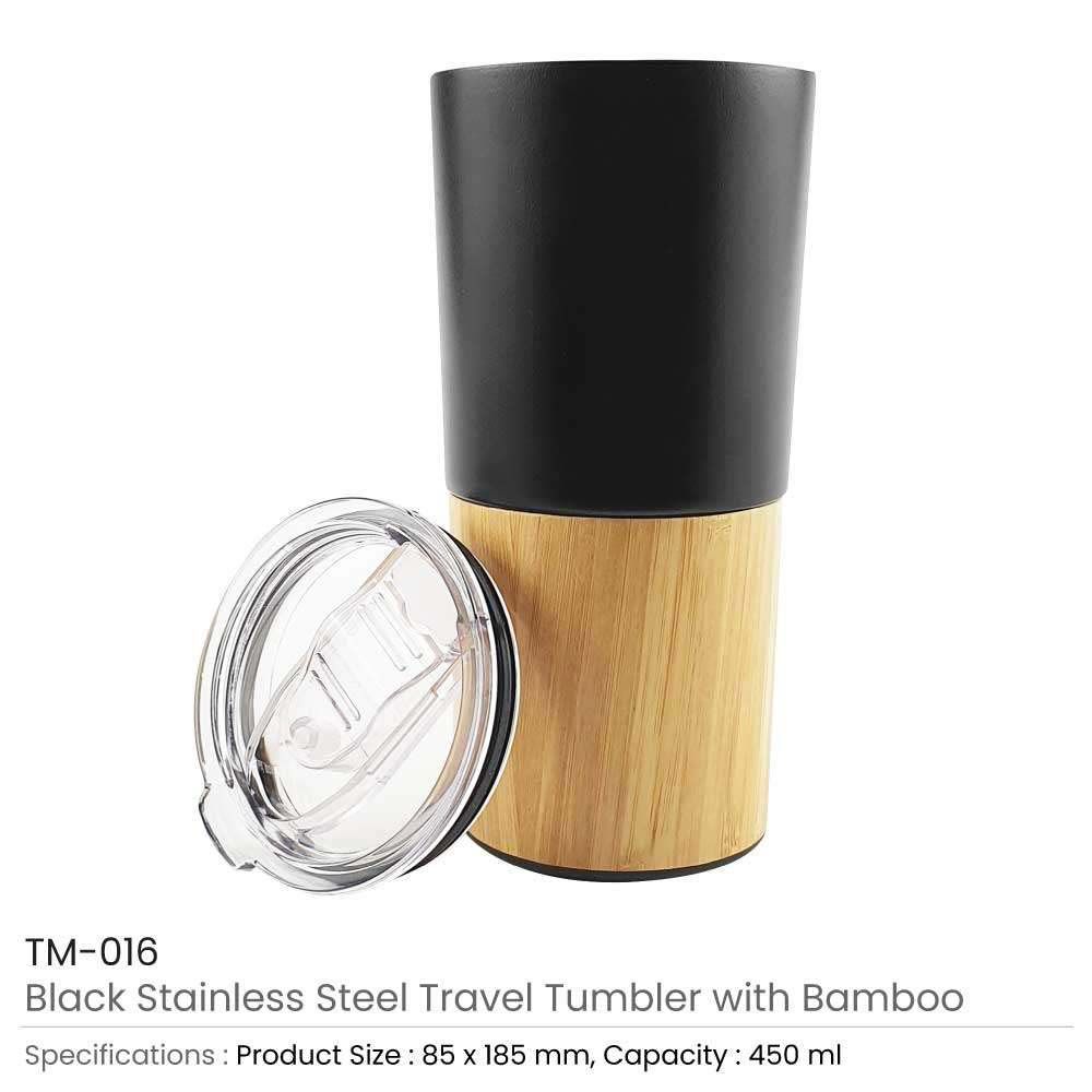 Byft - Travel Tumbler With Bamboo - Natural Black