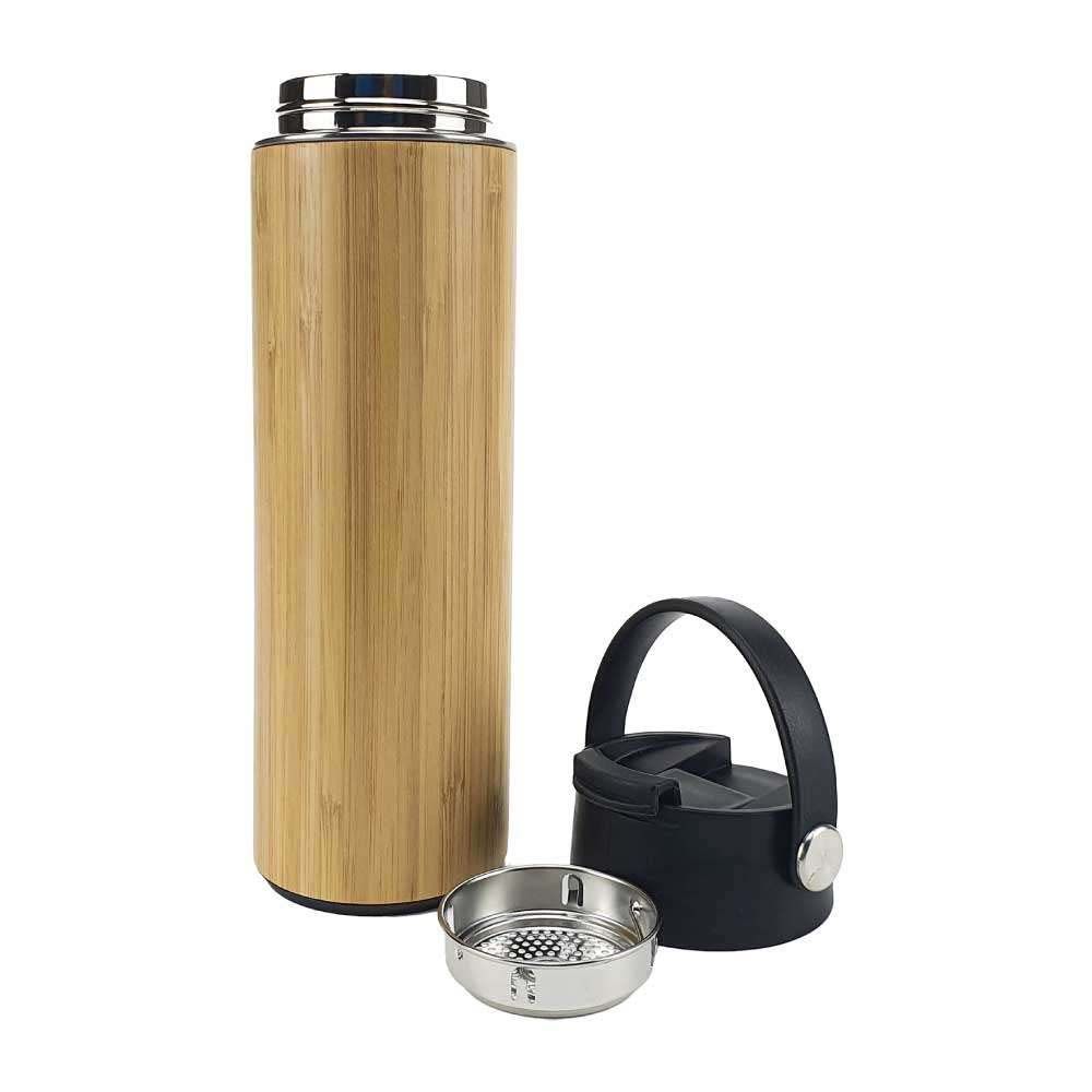 Byft - Bamboo Flask With Tea Infuser - Natural Black