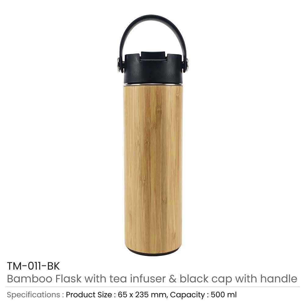 Byft - Bamboo Flask With Tea Infuser - Natural Black