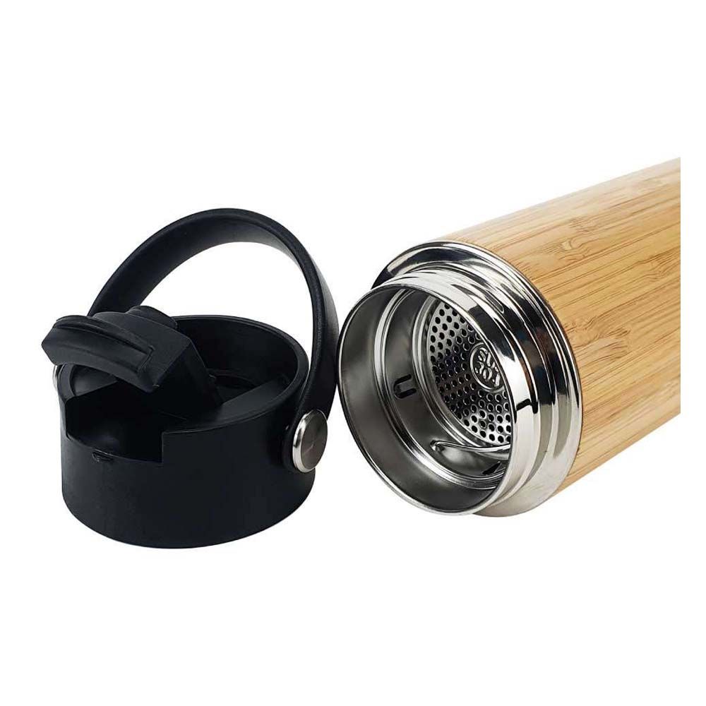 Byft - Bamboo Flask With Tea Infuser - Natural Black