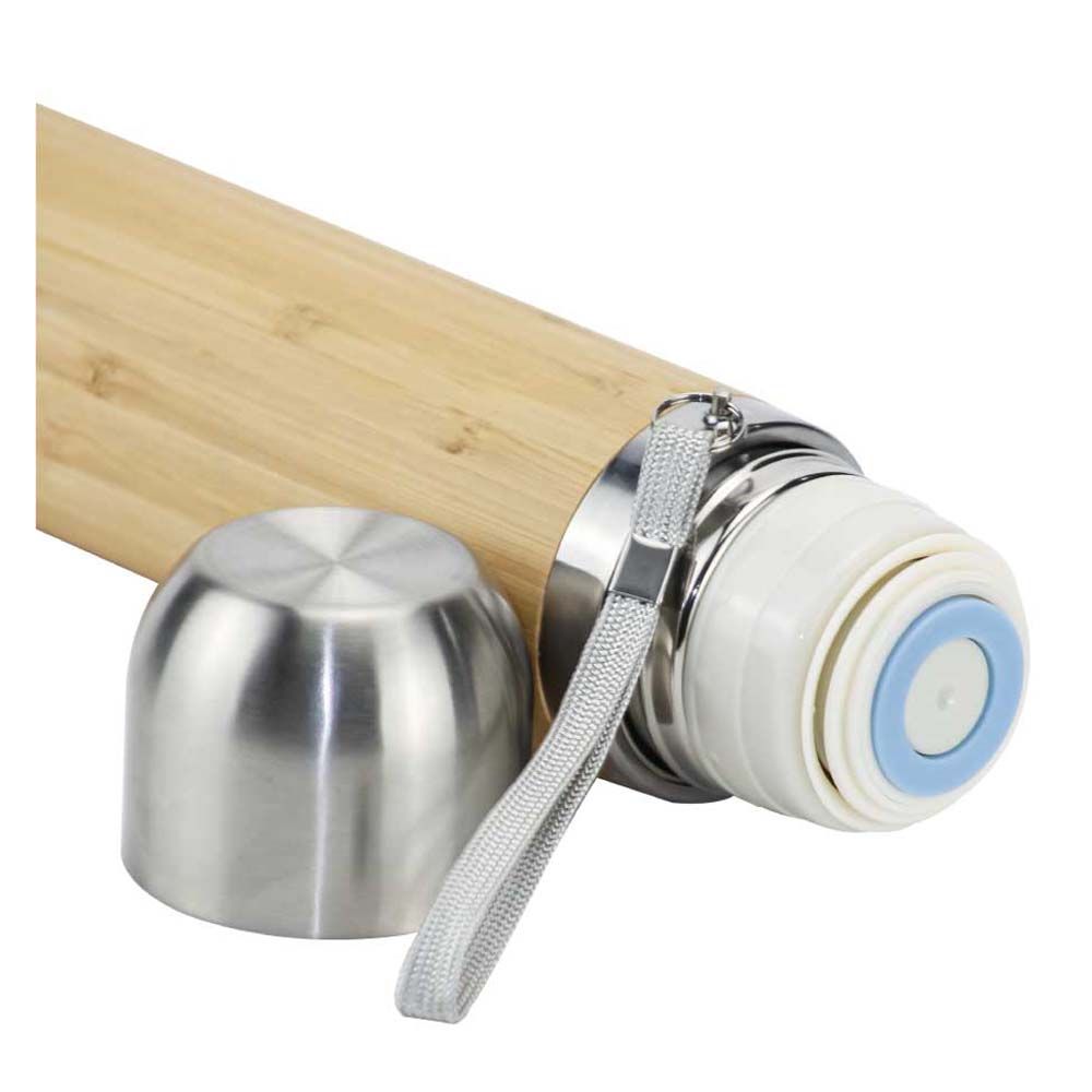 Byft - Stainless Steel Bamboo Flask - Natural Silver