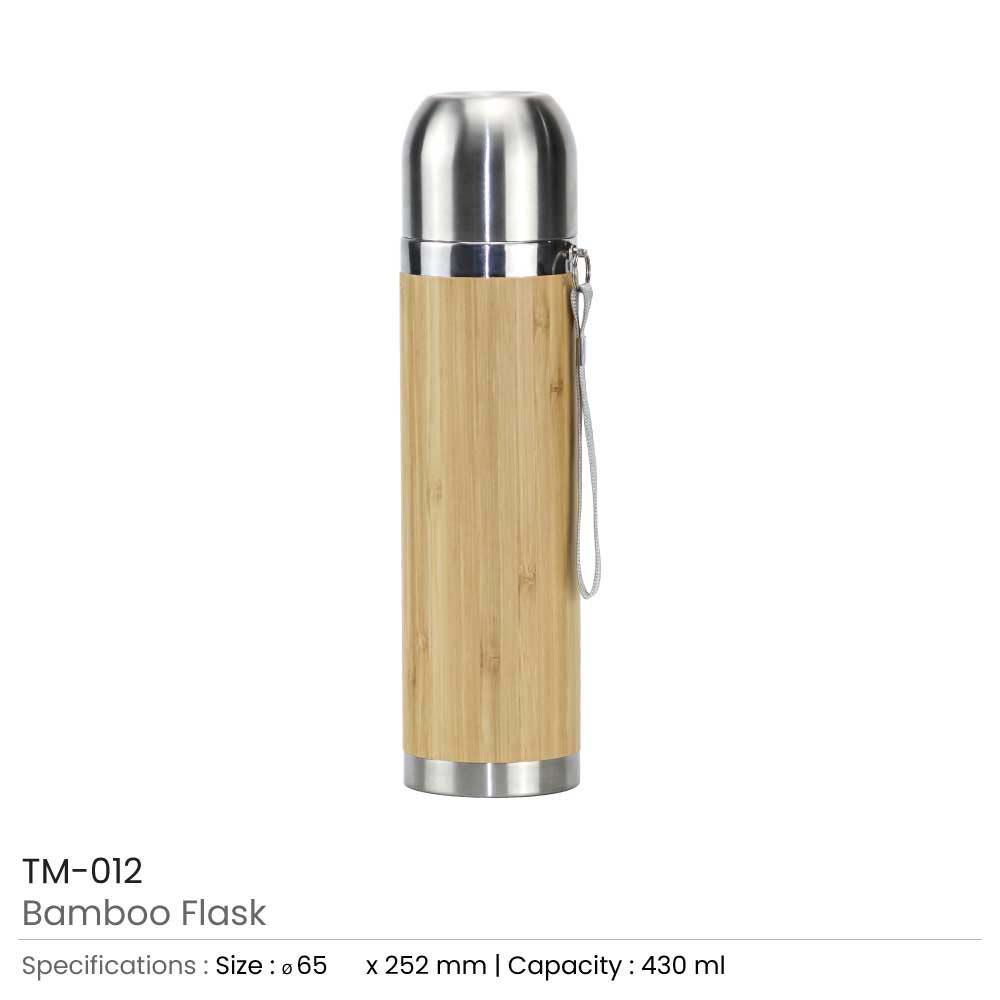 Byft - Stainless Steel Bamboo Flask - Natural Silver