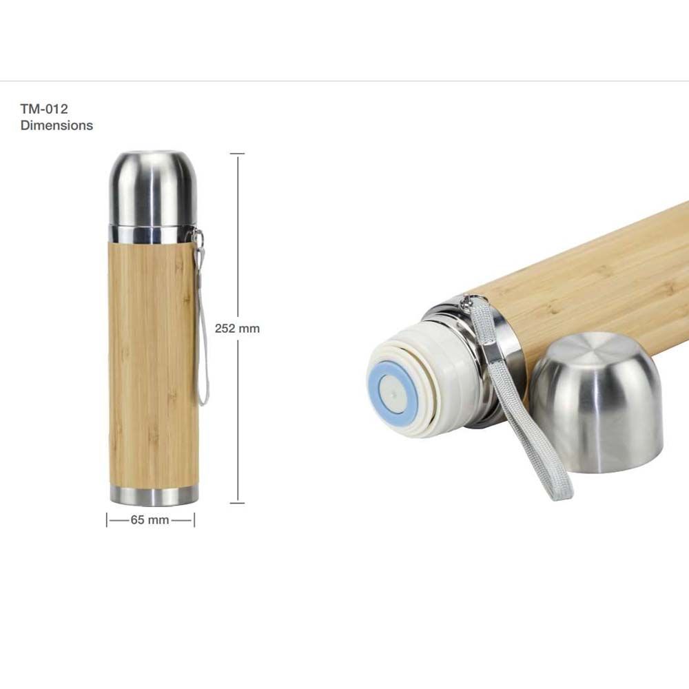 Byft - Stainless Steel Bamboo Flask - Natural Silver