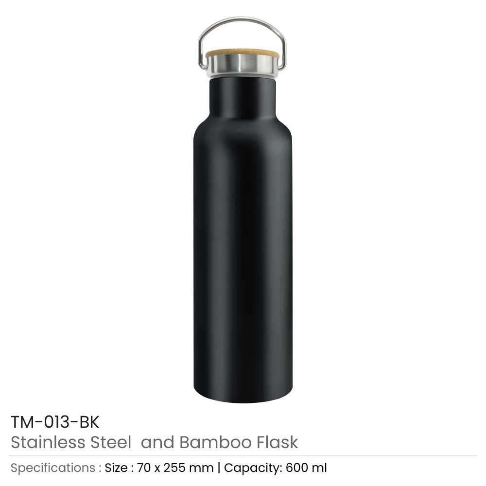 Byft - Stainless Steel Bamboo Flask - Black