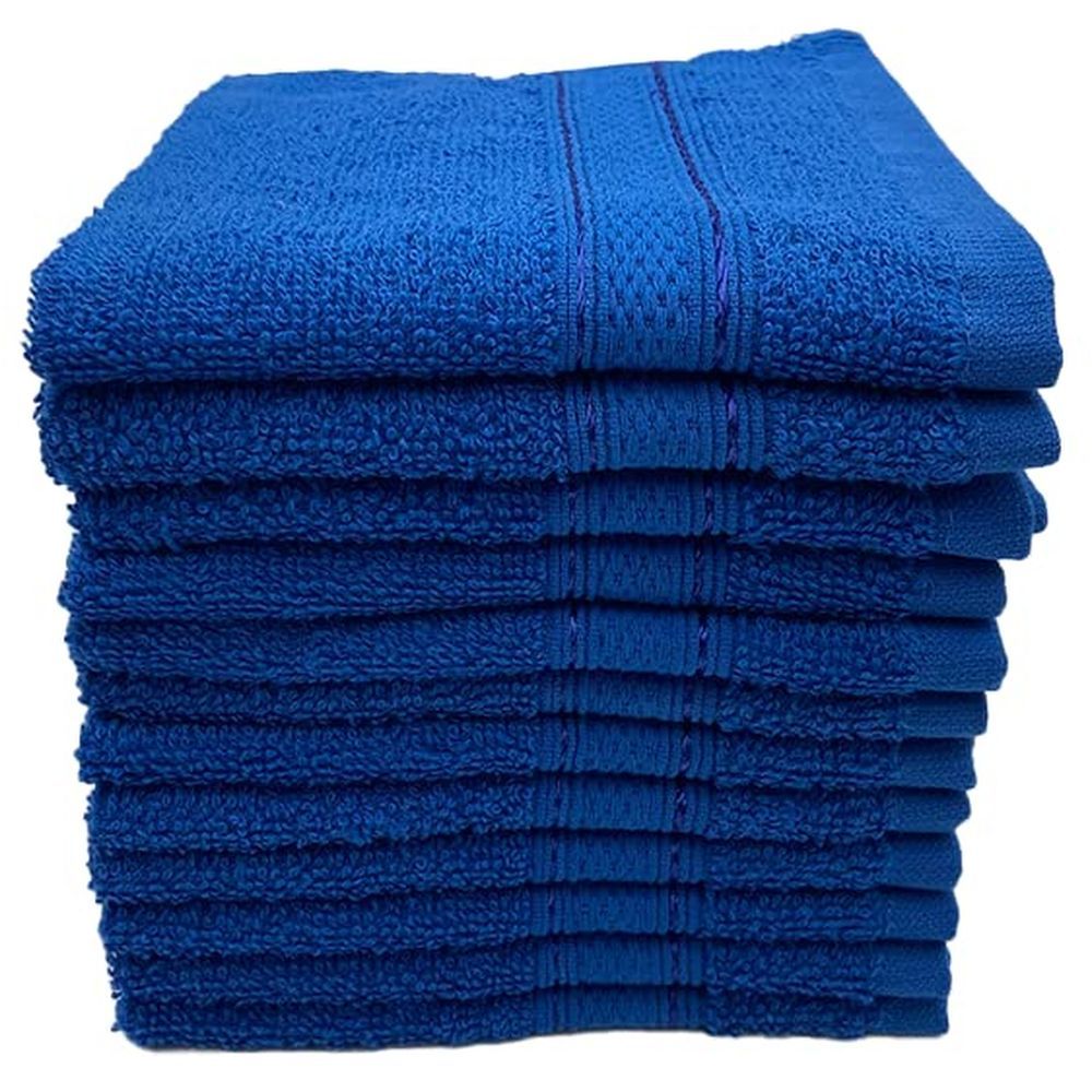 Byft - 100% Cotton Daffodil Washcloth - 30X30Cm - Set Of 12 - Royal Blue