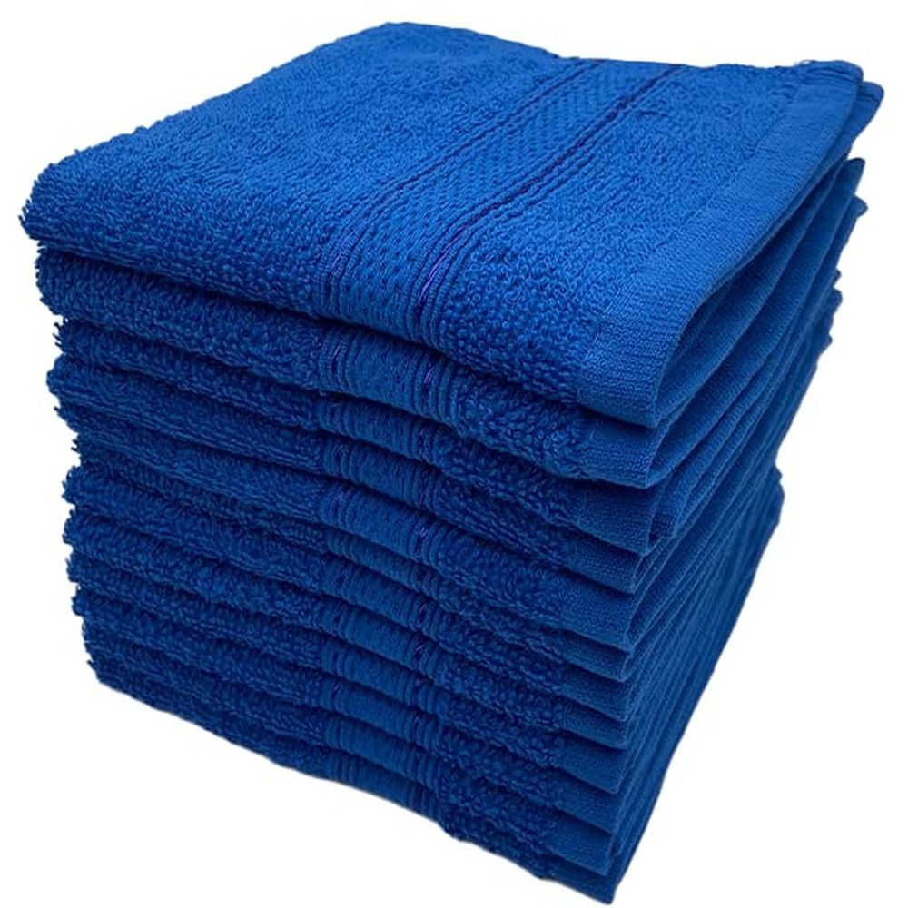 Byft - 100% Cotton Daffodil Washcloth - 30X30Cm - Set Of 12 - Royal Blue