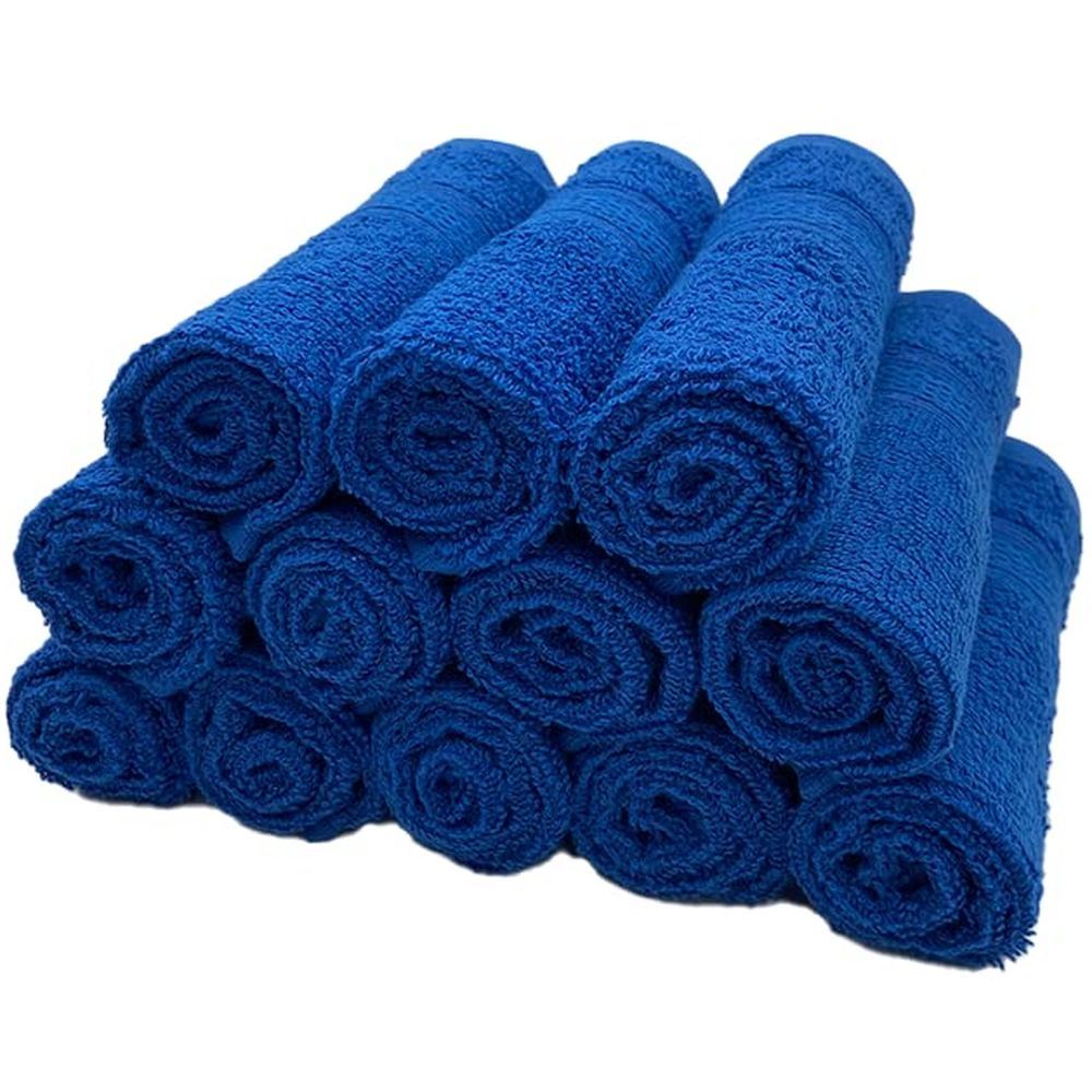 Byft - 100% Cotton Daffodil Washcloth - 30X30Cm - Set Of 12 - Royal Blue