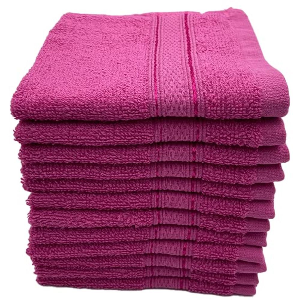 Byft - 100% Cotton Daffodil Washcloth - 30X30Cm - Set Of 12 - Fuchsia Pink