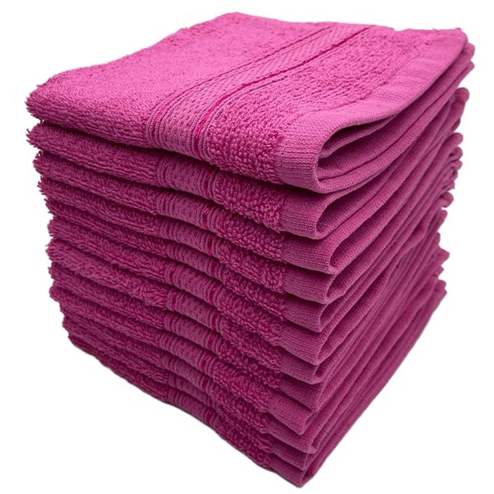 Byft - 100% Cotton Daffodil Washcloth - 30X30Cm - Set Of 12 - Fuchsia Pink