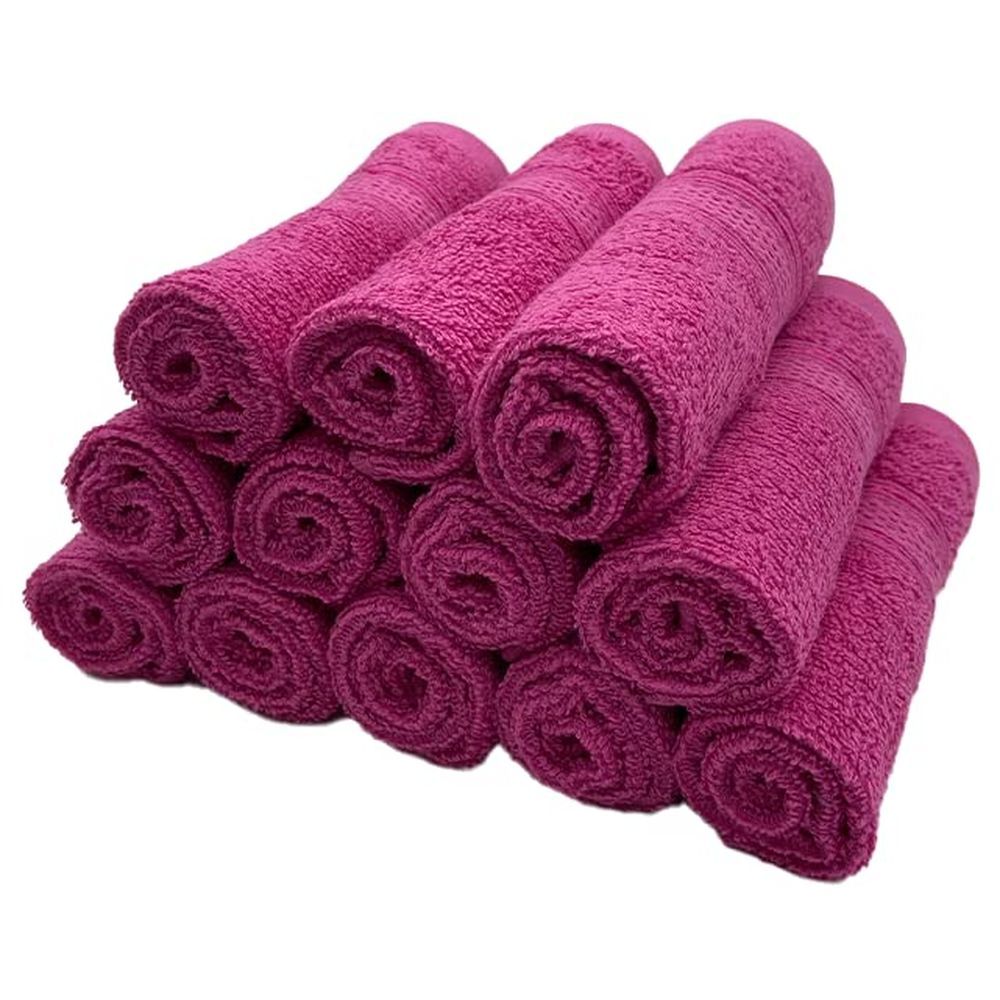 Byft - 100% Cotton Daffodil Washcloth - 30X30Cm - Set Of 12 - Fuchsia Pink