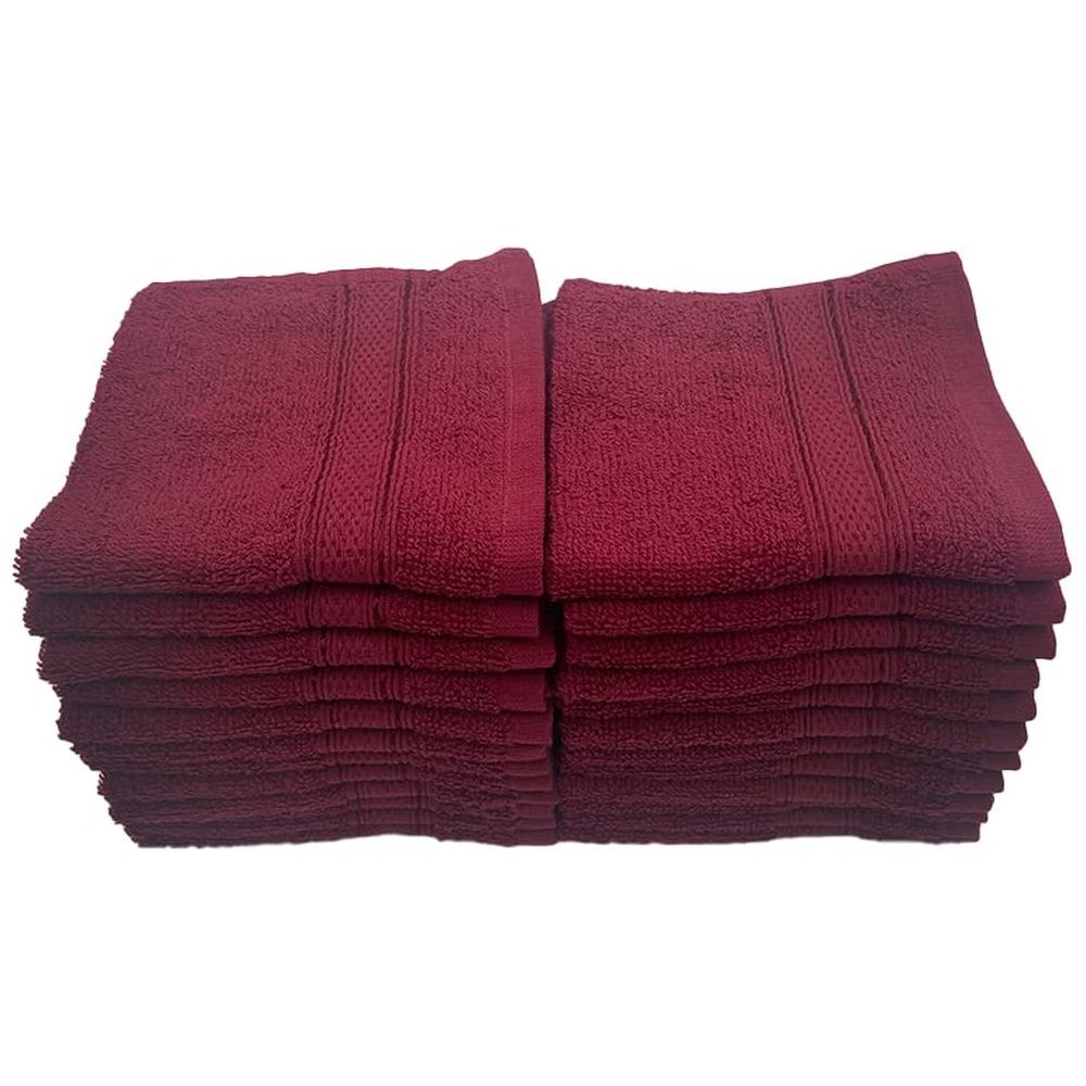 Byft - 100% Cotton Daffodil Washcloth - 30X30Cm - Set Of 24 - Burgundy