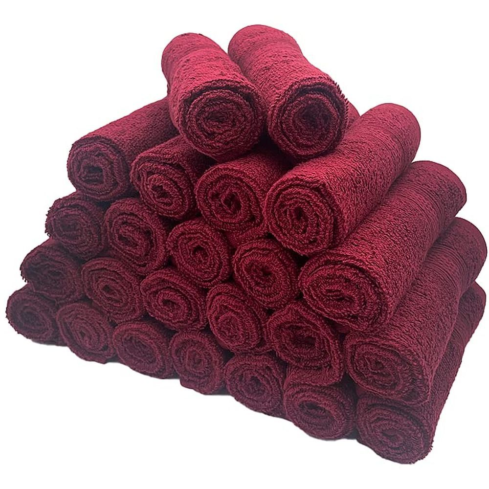 Byft - 100% Cotton Daffodil Washcloth - 30X30Cm - Set Of 24 - Burgundy