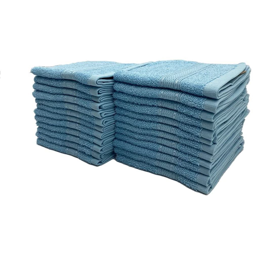 Byft - 100% Cotton Daffodil Washcloth - 30X30Cm - Set Of 24 - Light Blue