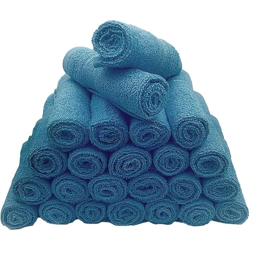 Byft - 100% Cotton Daffodil Washcloth - 30X30Cm - Set Of 24 - Light Blue