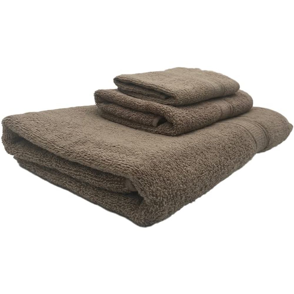 Byft - 100% Cotton Daffodil Face Towel & Hand Towel Bath Towel - Set Of 3 - Dark Beige